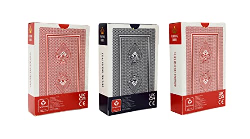 Royal Flush Playing Cards UK - 3 x Deck of Cards, Superior Cartamundi Linen Finish, Easy To Shuffle & Durable, Multipack Red & Blue, Great Gift For Games Night