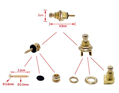 Rayzm Guitar Strap Locks Set, Security Strap Lock System for Acoustic/Electric/Bass Guitar, Quick Release Mechanism, Golden Metal Strap-lock Buttons with a Wrench