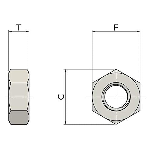 M6 (6mm) Hex Full Nut - A2 Stainless Steel (Pack of 20)