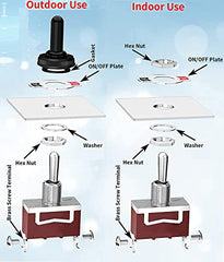 Gebildet Marine Toggle Switch with Mounting Panel 12VDC 20A Toggle Switch 250V AC 15A Heavy Duty SPST ON/Off 2 Pin for Auto Car Truck Boat with Safety Cover