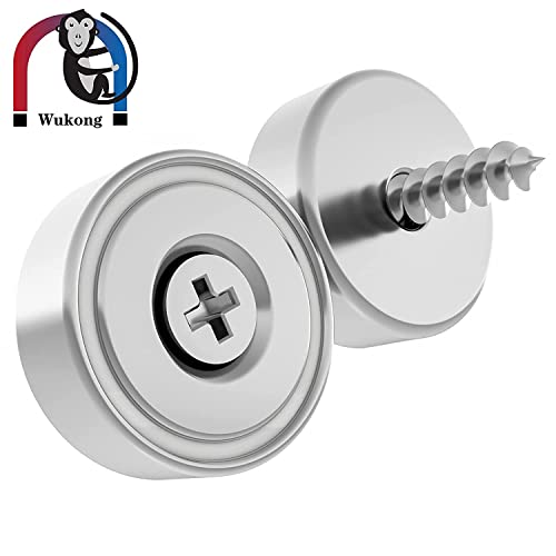 Wukong 6 Pieces Magnets, 20 X 7 mm Super Strong Neodymium Magnets with Hole Small Industrial Rare Earth Magnets with 6 Screws and Force 22 Lbs for Whiteboards Refrigerator Kitchen Workplace