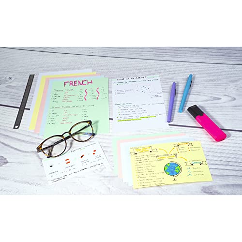 Exacompta - Ref 10500SE - Bristol Plain Record Cards (Pack of 100) - A7 in Size, 205gsm Card, Compatible with Printers - Suitable for Exam Revision & Notes - White