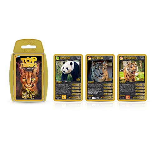 Top Trumps Awesome Animals Classics Card Game, Find out how cute the Snow Leopard is and how big is the Black Rhino, Educational card game for 2 plus players makes a great gift for ages 6 plus