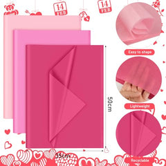 PLULON 60 Sheets Valentine Day Baby Shower Decorations Pink Tissue Paper Bulk, Coloured Gift Wrap Tissue Paper Sheets for Packaging Birthday Gift Wrapping Wedding Baby Shower Easter Decorations