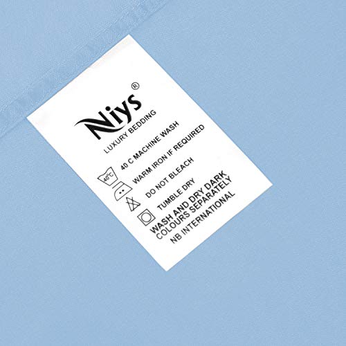 NIYS Luxury Bedding 100% Egyptian Cotton 40CM/16 Extra Deep Fitted Sheets in 15 Colours (Pillow Pair, Sky Blue)