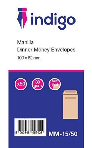 Indigo Plain Money Dinner Brown Manilla Envelopes (50)