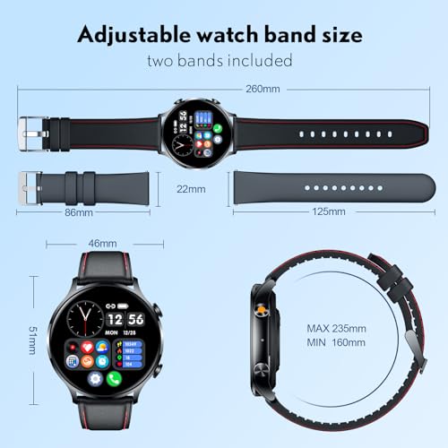 Smartwatch Fitness Watch Bluetooth Call - 1.39 inches Smart Watch for Men with Heart Rate Oxygen Blood Pressure Sleep Monitor 114 Sports Modes Step Counter Activity Trackers Compatible with Android iOS