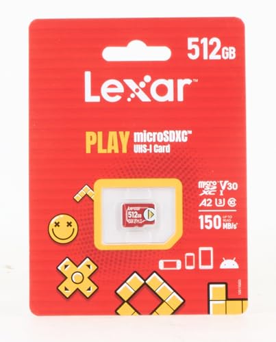 Lexar PLAY 512GB Micro SD Card, microSDXC UHS-I Card, Up To 150MB/s Read, TF Card Compatible-with Nintendo-Switch, Portable Gaming Devices, Smartphones And Tablets (LMSPLAY512G-BNNAG)