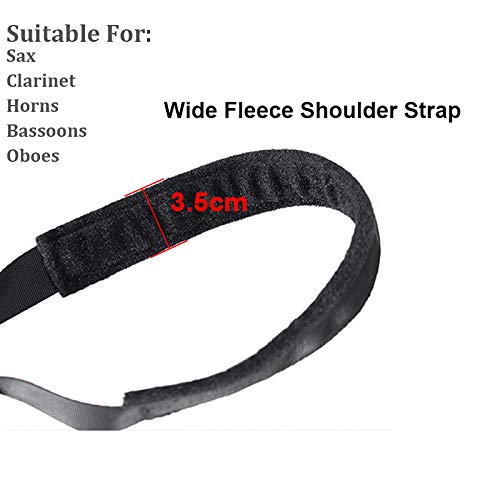 Morneve Saxophone Neck Strap Soft Padded Sax Strap for Alto Tenor Saxophone Baritone Soprano Clarinet Horn Music Thick Swivel Sheepskin Suede Villus Snap Hook Men Women Kids