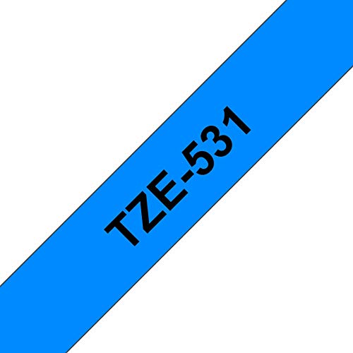 Brother TZe-531 Labelling Tape Cassette, 12 mm (W) x 8 m (L), Laminated, Brother Genuine Supplies - Black on Blue