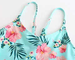 Girls Swimming Costume Kids Girls One Piece Swimsuit Girls Bathing Suit Hawaiian Floral Swimwear Age 7-8 Years