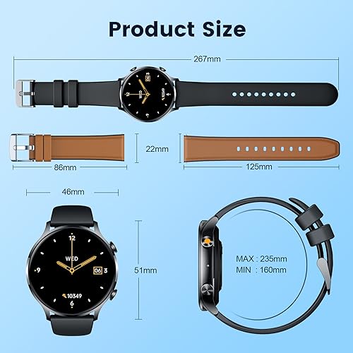 Smart Watch for Men Fitness Tracker: 1.42 inches Touch Screen Heart Rate Blood Oxygen Sleep Monitor IP67 Waterproof Watches 100and Sports Modes Pedometer GPS Activity Tracker Smartwatch Compatible Android IOS