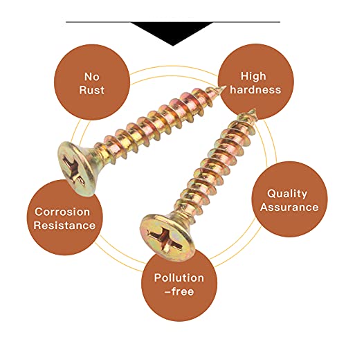335 Pcs Self Tapping Wood Screws Assortment Kit, Assorted Cross Pan Head Countersunk Zinc-Plated Concrete Screws, Drywall Screws for Door Hinges, Repairs, DIY Project