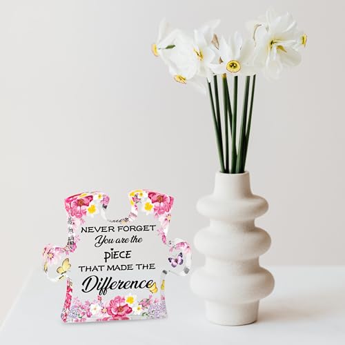 Merclix Leaving Gifts for Colleagues Women Puzzle Piece Acrylic Plaque Retirement Gifts for Women Leaving Presents for Colleagues Inspirational Thank You Gifts for Work Colleagues