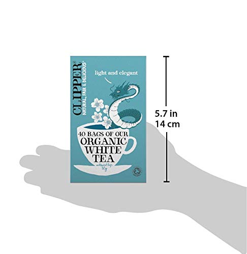 Clipper Organic White Tea Bags   40 Bags of White Tea from China   for Home or Office   Herbal Tea Bags   Natural, Unbleached Teabags   Sustainable, Plant-Based & Biodegradable Teabags