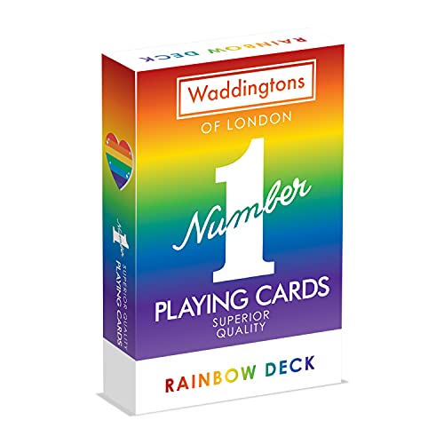 Waddingtons Number 1 Rainbow Playing Card Game, brighten your favourite games including Snap and Poker with this deck, perfect travel companion, gift and toy for boys, girls and adults Aged 6 plus