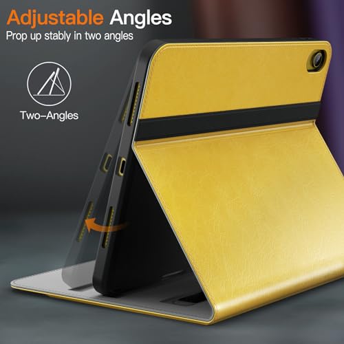 JETech Case for iPad 10 (10.9-Inch, 2022 Model, 10th Generation), PU Leather Business Folio Protective Tablet Cover with Pencil Holder & Pocket, Multi-Angle Viewing (Yellow)