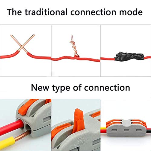 CESFONJER Lever Nut Connector, Bilateral 4-Hole / 6-Hole Pressure Bar Terminal Block, Assortment Conductors Compact Wire Connectors (SPL-2 ×7 Pcs, SPL-3 ×7 Pcs)