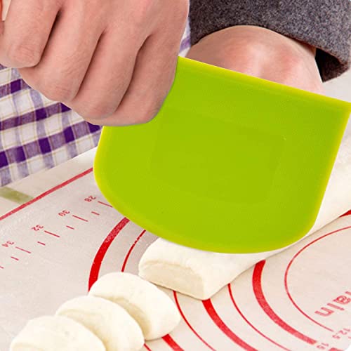 LUTER 2pcs 12x9.5cm/4.72x3.74 inches Dough Scraper Plastic Pastry Cutter Bowl Scrapers Dough Bread Cutters for Cake Decorating Baking (Green, White)