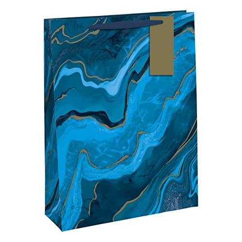 Ocean Marble Birthday Occasions Gift Bag with Gold Tag (Medium)