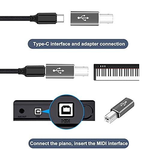 Cablecc 2pcs USB-C Type C to Midi Adapter Converter Lectronic Musical Instrument for Midi Keyboard Phone Tablet