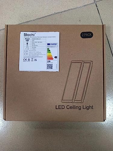 slochi [2 Pack] Bathroom Lights Ceiling, LED Ceiling Lights 20W 1950LM,Waterproof Bathroom Lights, 5000K Daylight White, Modern Square Flush Ceiling Light for Kitchen Hallway Bedroom Office