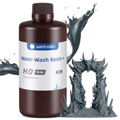 ANYCUBIC Water Washable 3D Printer Resin, 405nm High Precision UV-Curing 3D Resin, Low Shrinkage Standard Photopolymer Resin for 8K Capable LCD DLP 3D Printing (1kg, HD Grey)