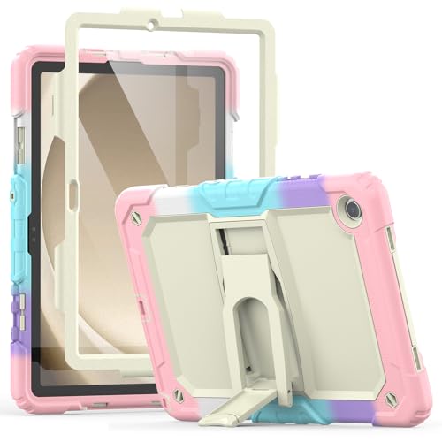 SEYMCY for Samsung Galaxy Tab A9 Plus 11 Inch 2023, Full-body Shockproof Case with Screen Protector, Folding Stand, Samsung A9 Plus Tablet Heavy Duty Case (SM-X210/X216/X218), Pink