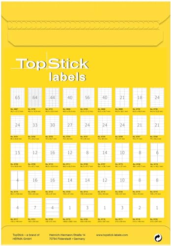 TopStick 8793 Multi-Purpose Labels, 3 Labels Per A4 Sheet, 200 x 95 mm, 300 Labels, Self Adhesive, Large Stickers for Laser and Inkjet Printers, White