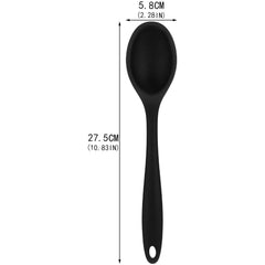 Heyu-Lotus 2 Pcs Silicone Nonstick Kitchen Spoon Set, Heat-Resistant Cooking Spoons for Stirring Scooping and Mixing (Black)