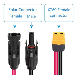 RIIEYOCA Solar Connector to XT60 Adapter,12 AWG Cable XT60 Female Connector Connect Solar Panel for Portable Power Station & Solar Generator(Cable:60cm)