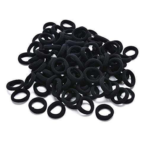 LEBQ 200 Pieces Mini Hairbands Girl Baby's Elastic Hair Ties Tiny Soft Rubber Bands for Baby Kids (Black)