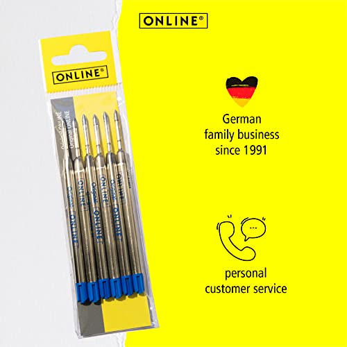 Online 6X Ballpoint Refills – Strength Medium I International Standard Biro Refills for All Pens I Waterproof I Universal Refills for Ballpoint Pens I for School, Uni, Home Office I Colour: Blue