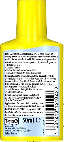 Tetra SafeStart Aquarium Starter - with live nitrifying bacteria, allows the rapid introduction of fish in an aquarium, 50 ml bottle.