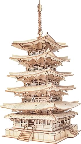 ROWOOD 3D Wooden Puzzle Japanese Temple Model Kit for Adults to build, DIY Wooden Model Building Construction Craft Kits, Ideal as Christmas And Birthday Gift