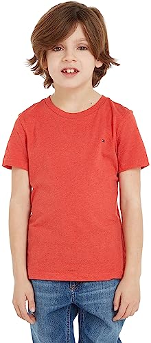 Tommy Hilfiger Boys Short-Sleeve T-Shirt Crew Neck, Red (Apple Red Heather), 3 Years