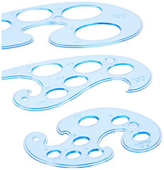 Helix French Curves And Ellipse Templates (Pack of 3), Blue Tint