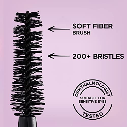 L'Oréal Paris Intense Volume Mascara, Volumising and Lengthening, Infused with Castor and Floral Oils to Condition Eyelashes, Suitable for Sensitive Eyes, Soft Fibre Brush, Lash Paradise, Black