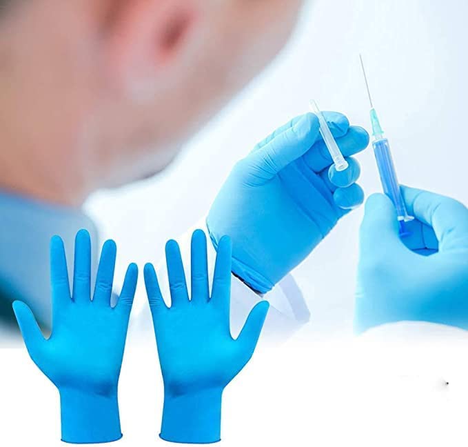 Ruiyang Box of 100 x Blue Disposable Nitrile Gloves For Examination, Medical, Industrial, Hair, Beauty, Food, Janitorial and others - Powder Free, Latex Fre (Blue, Small)