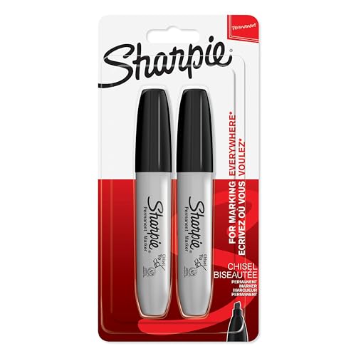 Sharpie Permanent Markers   Chisel Tip   Black   2 Count