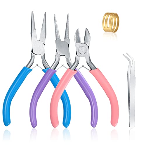 3 Pcs Jewellery Making Pliers, Pliers for Jewellery Making, Jewelry Making Pliers Tools with Needle Nose Pliers/Chain Nose Pliers/Wire Cutter Pliers for Jewellery Beading Repair Making