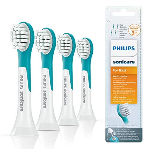 Philips Sonicare for Kids Original Compact Sonic Toothbrush Heads for 3and-Year-Old Kids – 4 Unit Pack in Blue (Model HX6034/33)