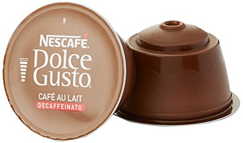 NESCAFE Dolce Gusto Cafe au Lait Decaf Coffee Pods - total of 48 Coffee Capsules - Decaffeinated Coffee (3 Packs)