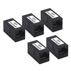 VCE RJ45 Coupler, Cat6 Ethernet Cable Connector Female to Female 5 Pack for Cat6/Cat5e, Network Extender Joiner in Black