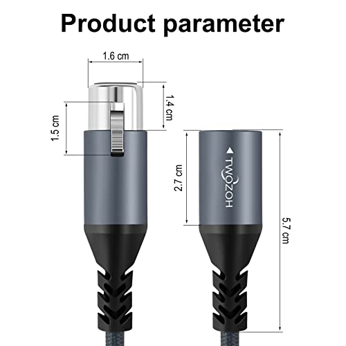 Twozoh Professional XLR Cable 3M, Braided Balanced 3Pin XLR Male to XLR Female HIFI Audio Microphone Cable (Professional/HIFI)