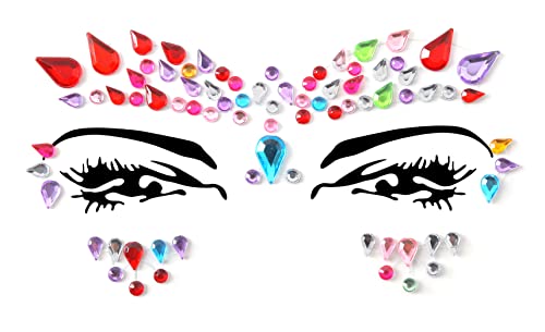 9 PCS Face Gems Adhesive Glitter Jewel Tattoo Sticker Festival Gems Rave Party Body Make Up Z9ZAKMIXA Multi-colored