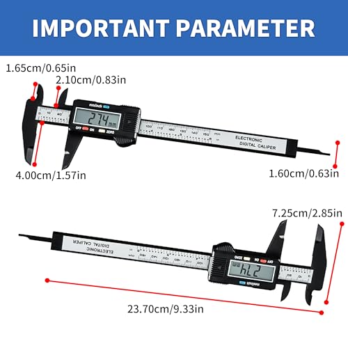 HEA Digital Vernier Caliper, Electronic Calipers Measuring Tool with Large LCD Screen 150mm 0-6 inches, Digital Micrometer with MM/Inch Unit Conversion, Auto-off