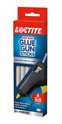 Loctite Hot Melt Glue Gun Sticks, All Purpose Hot Glue Gun Refills for DIY, Craft & Repair, Glue Gun Refills with High Transparency Drying for Wood, Metal, PVC & More, 1 x 6 Sticks