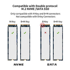 SSK Aluminum M.2 NVME SATA SSD Enclosure Adapter, USB 3.2 Gen 2 (10 Gbps) to NVME PCI-E SATA M-Key/(BandM) Key Solid State Drive External Enclosure Support UASP Trim for NVME/SATA SSDs 2242/2260/2280