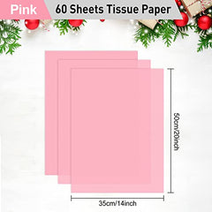 NEBURORA Pink Tissue Paper for Gift Bags 60 Sheets Pink Wrapping Tissue Paper Bulk 14 X 20 Inch Hot Pink Packaging Paper for Gift Wrap Filler Art Crafts DIY Birthday Wedding Baby Shower (Pink)